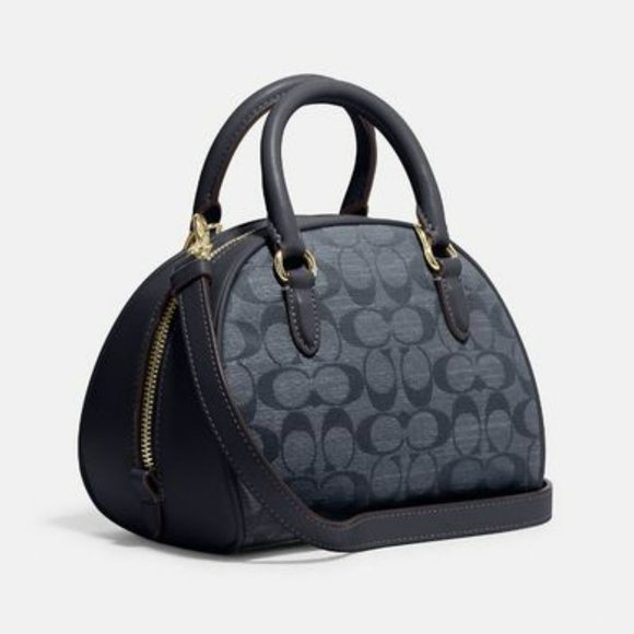 NWT Coach Sydney Satchel Crossbody In Signature Chambray & Smooth Leather - Picture 2 of 16